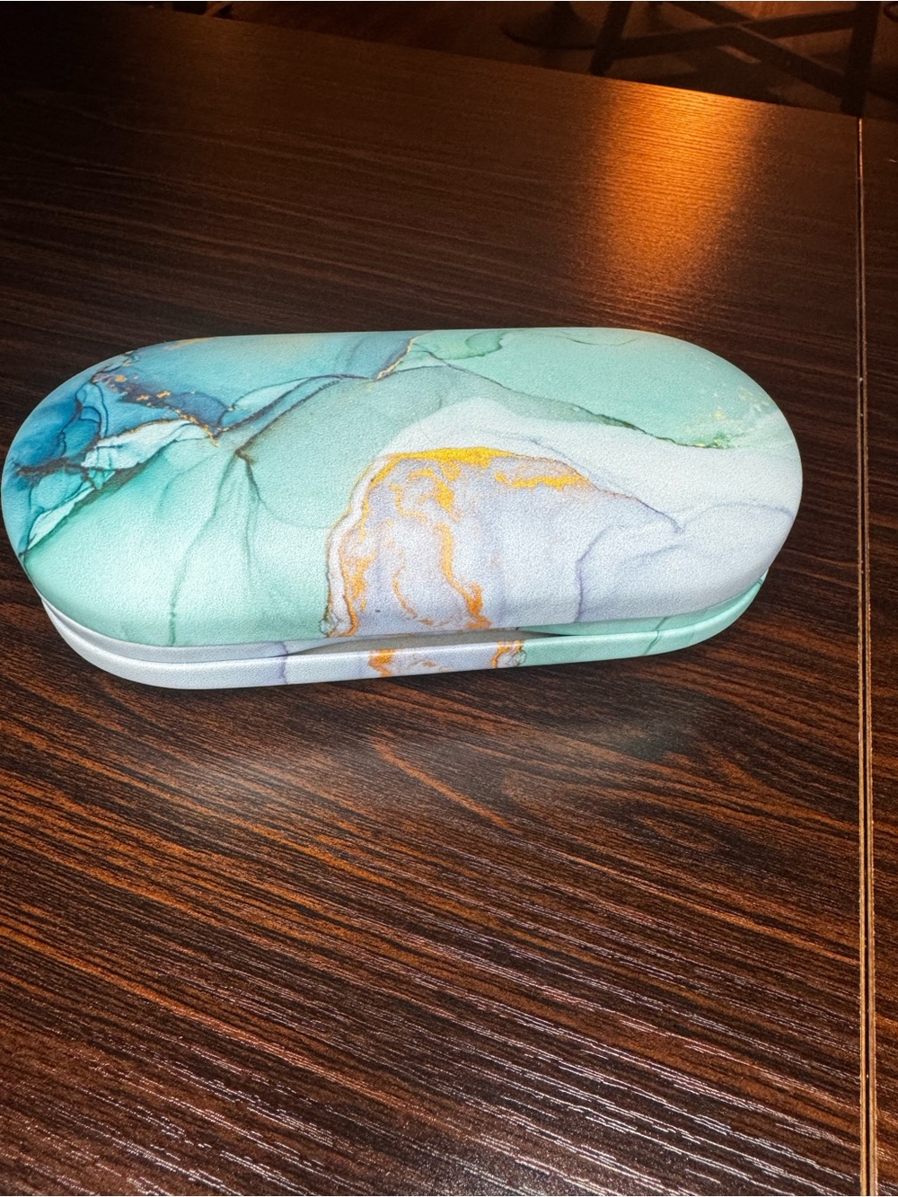 Eyeglass Case with Turquoise Marble Design